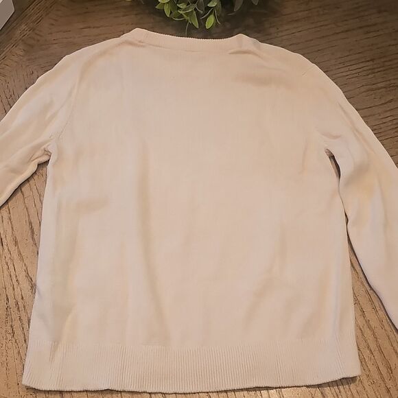 J. Crew Cream Crew Neck Sweater Size M Bell Sleeve - Picture 8 of 9